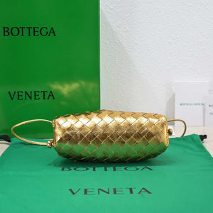 BV 585852 Bottega Veneta Mini Pouch Buckskin leather clutch with strap metallic Gold - Default Title - View 5
