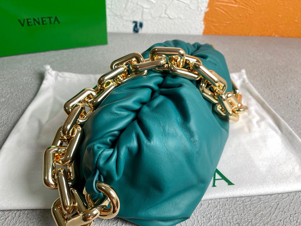 BV 620230 Bottega Veneta Chain Pouch Raintree Bag 92020 Strap 25cm Blue Gold