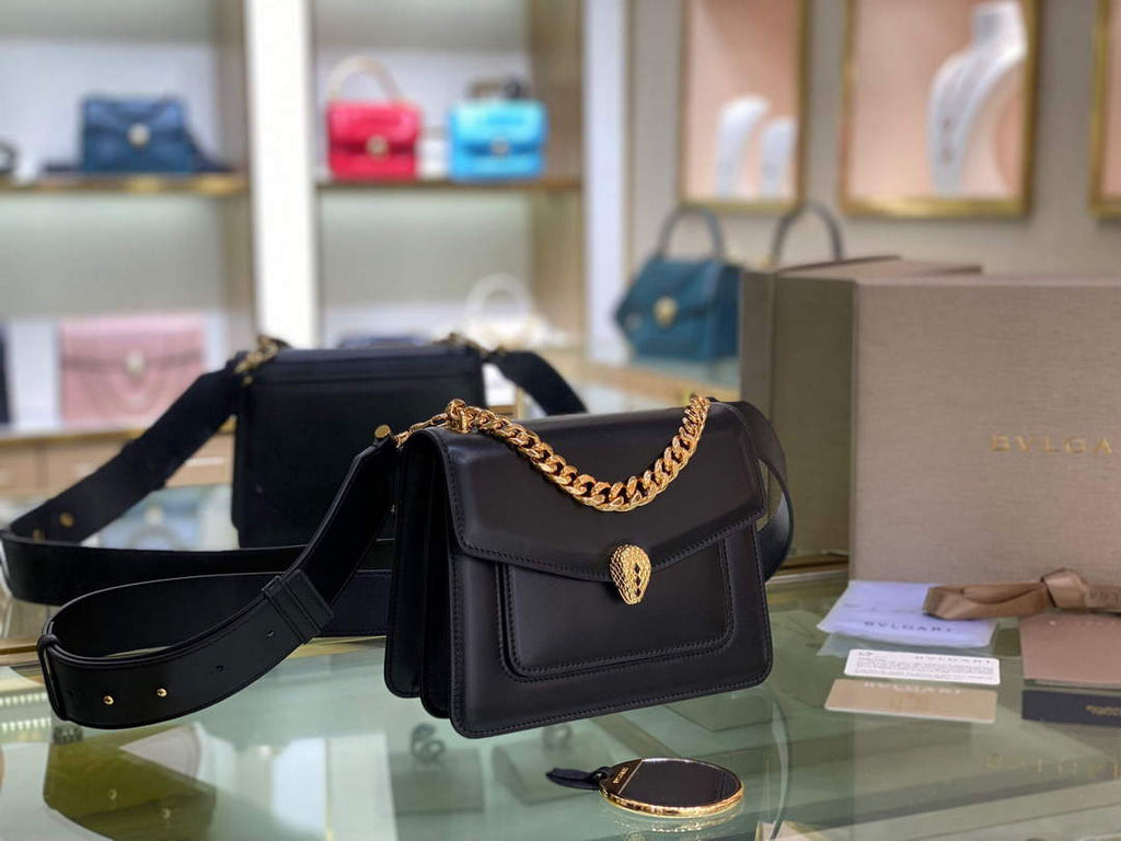 Bvlgari 290875 Serpenti Forever Crossbody Bag Black