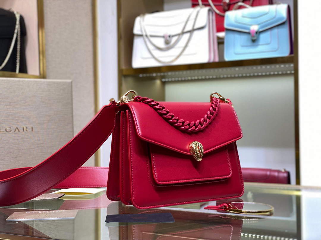Bvlgari 29085 Serpenti Forever Crossbody Bag Red