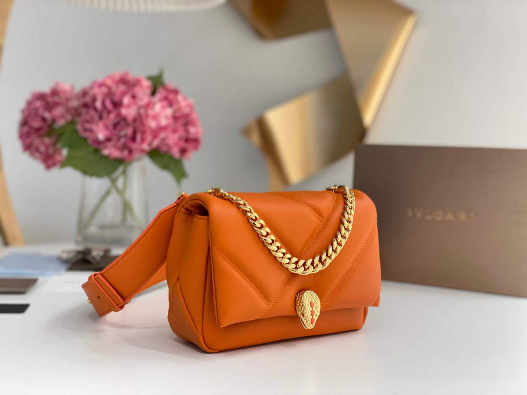 Bvlgari 291087 Serpenti Cabochon Crossbody Bag Orange