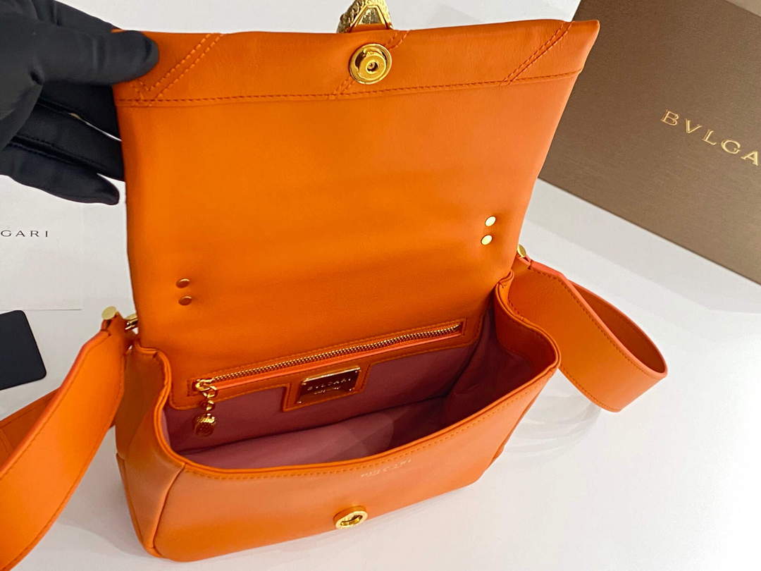 Bvlgari 291087 Serpenti Cabochon Crossbody Bag Orange
