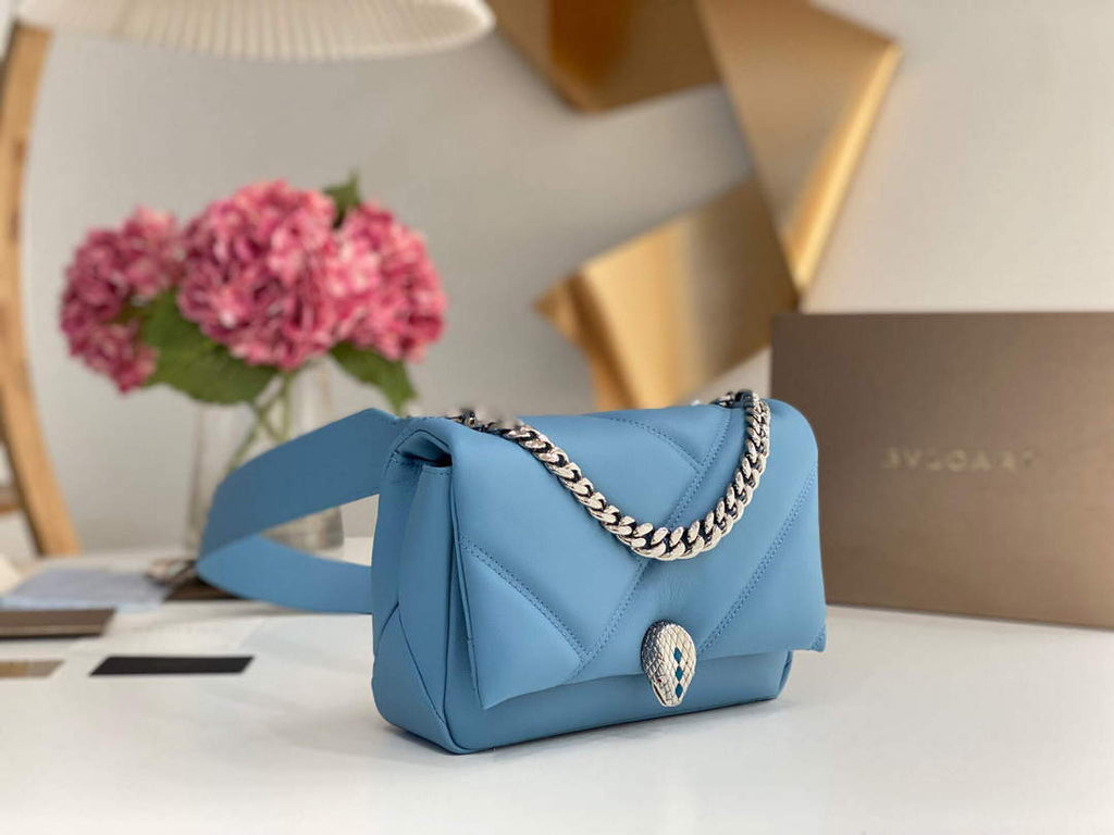 Bvlgari 291087 Serpenti Cabochon Crossbody Bag Blue
