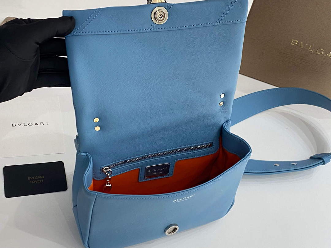 Bvlgari 291087 Serpenti Cabochon Crossbody Bag Blue