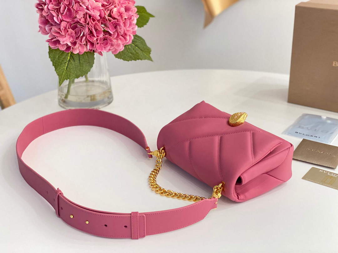 Bvlgari 291087 Serpenti Cabochon Crossbody Bag Pink