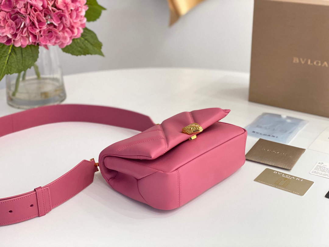 Bvlgari 291087 Serpenti Cabochon Crossbody Bag Pink