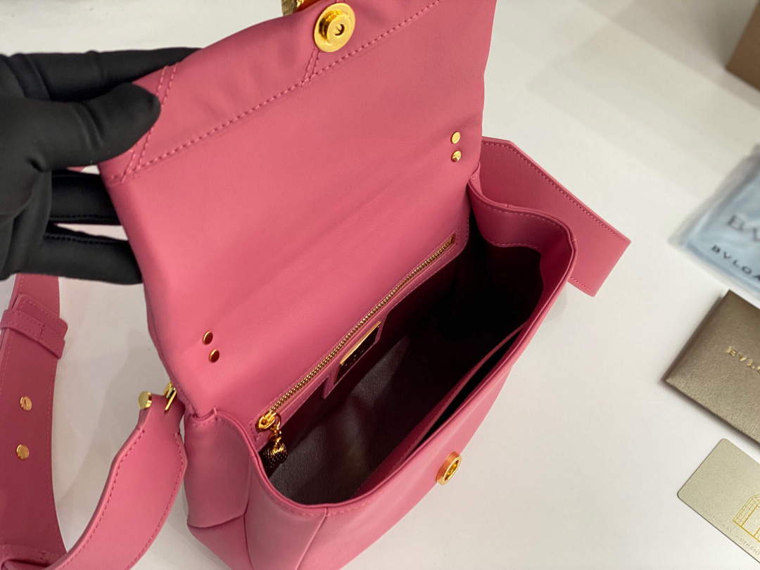 Bvlgari 291087 Serpenti Cabochon Crossbody Bag Pink