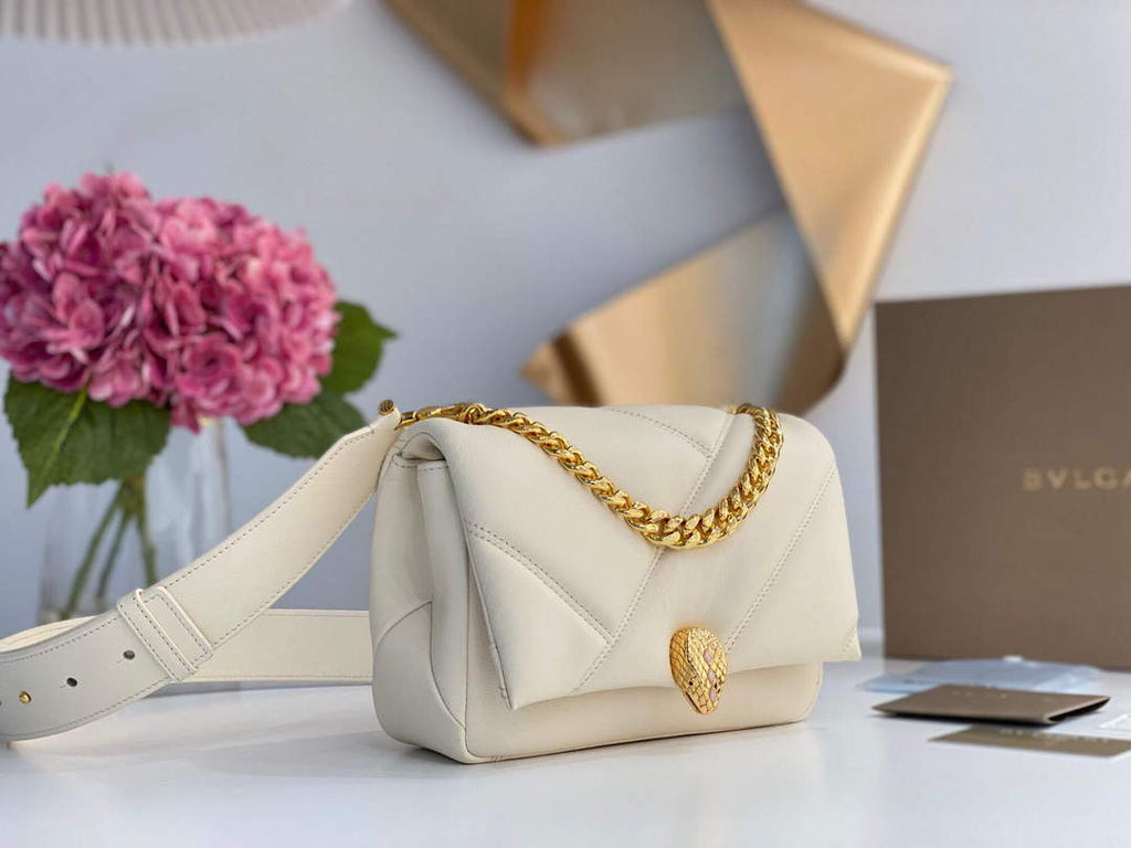 Bvlgari 291087 Serpenti Cabochon Crossbody Bag Ivory