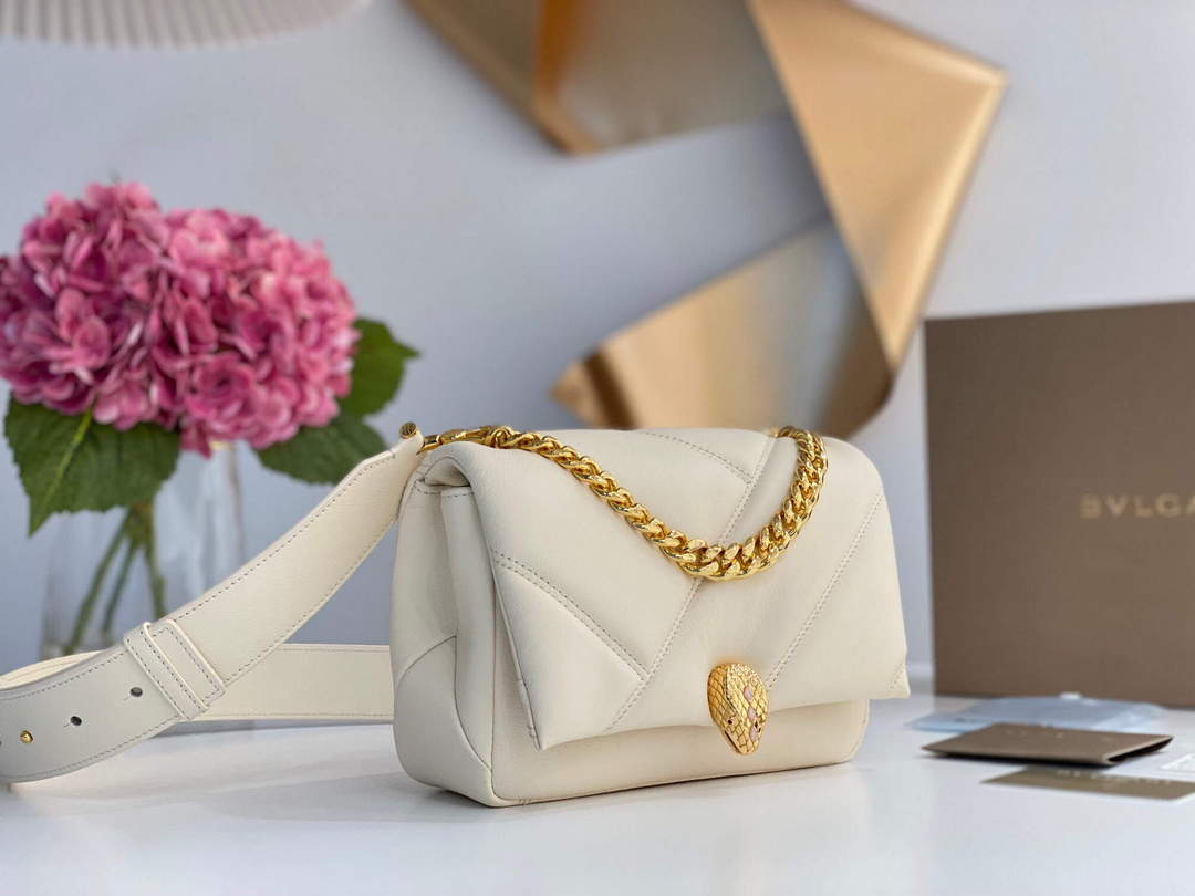 Bvlgari 291087 Serpenti Cabochon Crossbody Bag Ivory