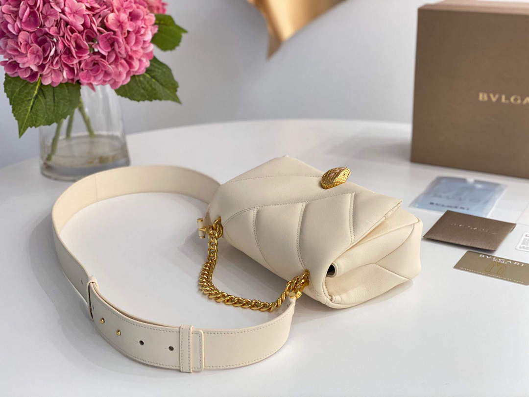 Bvlgari 291087 Serpenti Cabochon Crossbody Bag Ivory