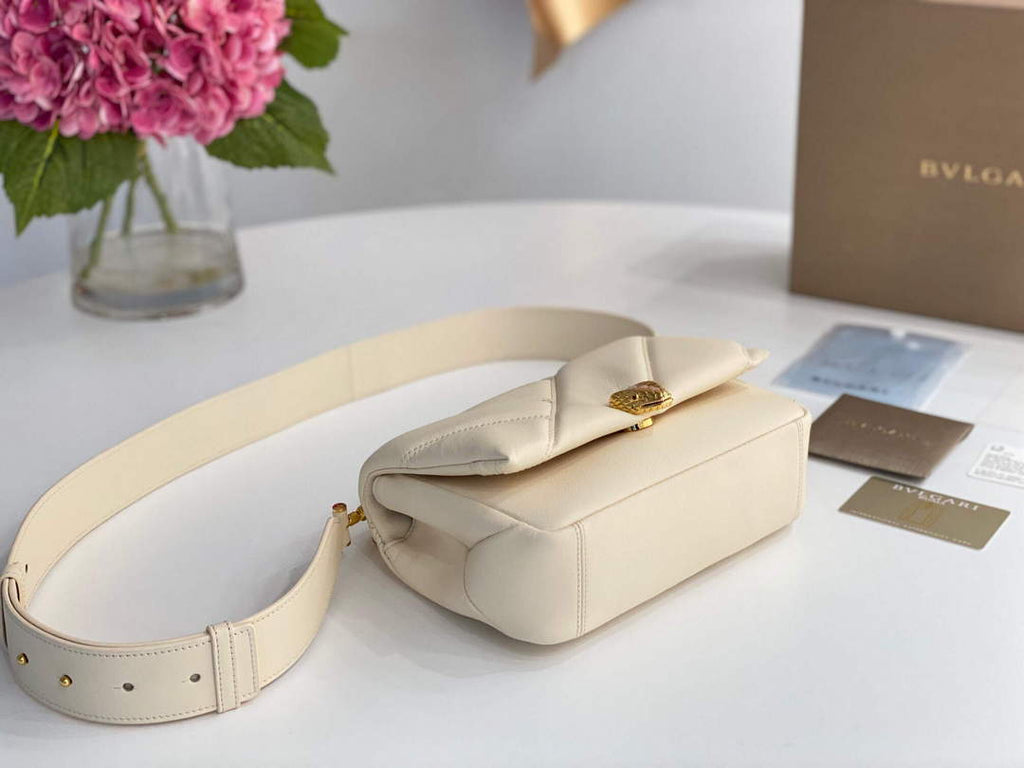 Bvlgari 291087 Serpenti Cabochon Crossbody Bag Ivory