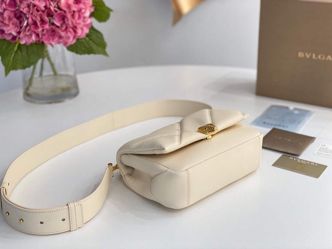 Bvlgari 291087 Serpenti Cabochon Crossbody Bag Ivory