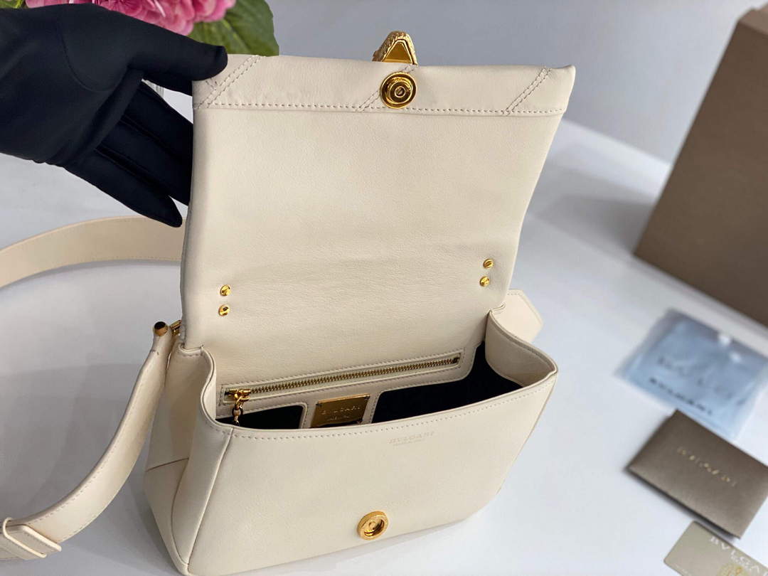 Bvlgari 291087 Serpenti Cabochon Crossbody Bag Ivory