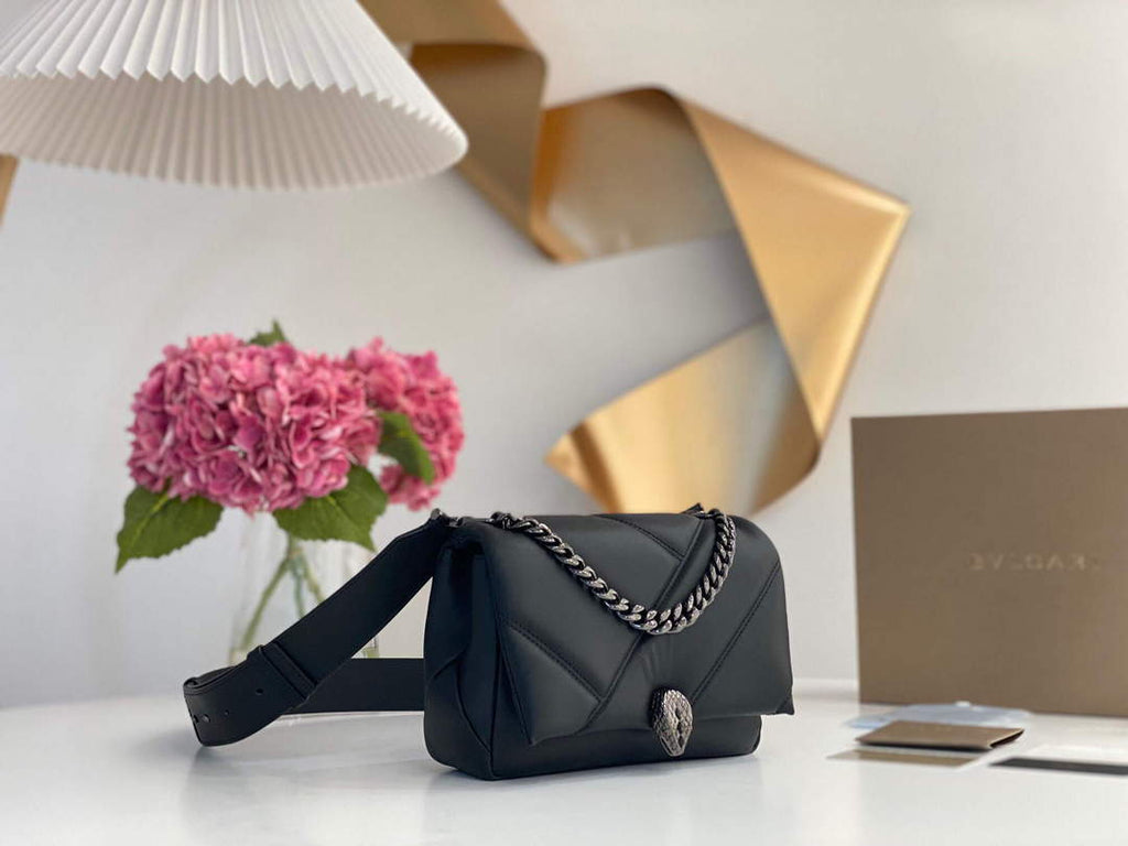 Bvlgari 291087 Serpenti Cabochon Crossbody Bag Black
