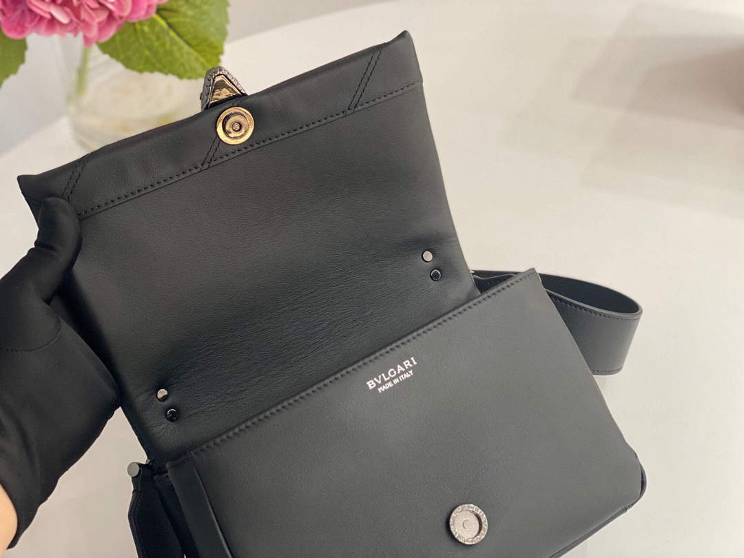 Bvlgari 291087 Serpenti Cabochon Crossbody Bag Black