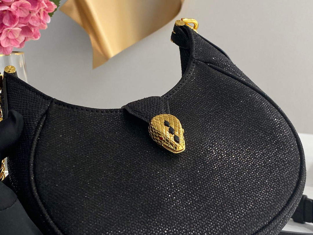 Bvlgari 291632 Small Serpenti Ellipse Shoulder Bag Black