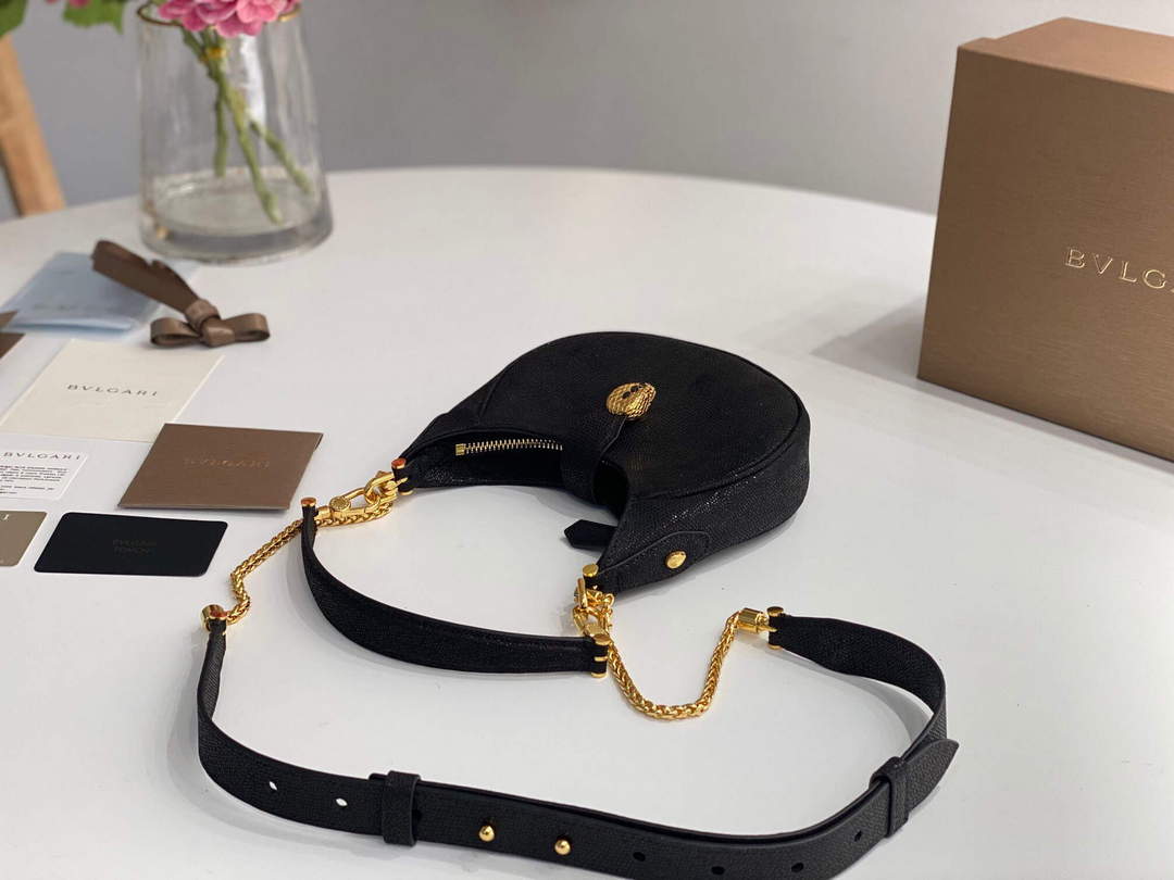 Bvlgari 291632 Small Serpenti Ellipse Shoulder Bag Black