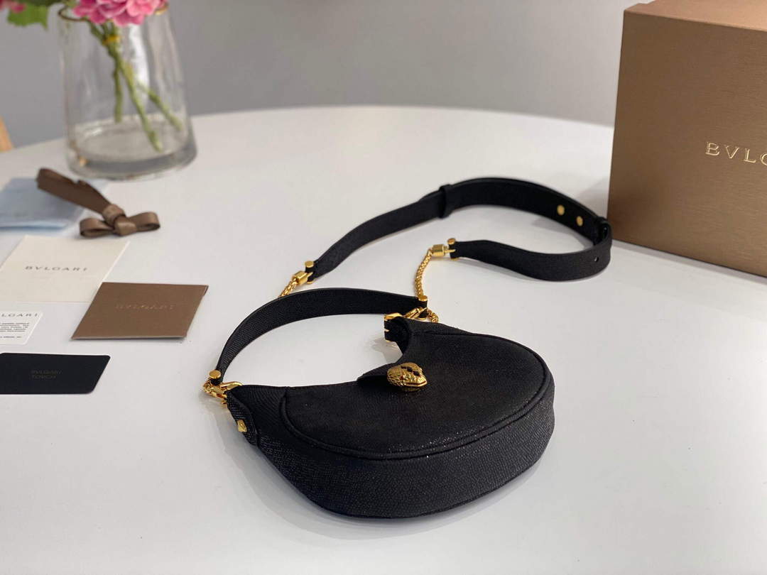Bvlgari 291632 Small Serpenti Ellipse Shoulder Bag Black