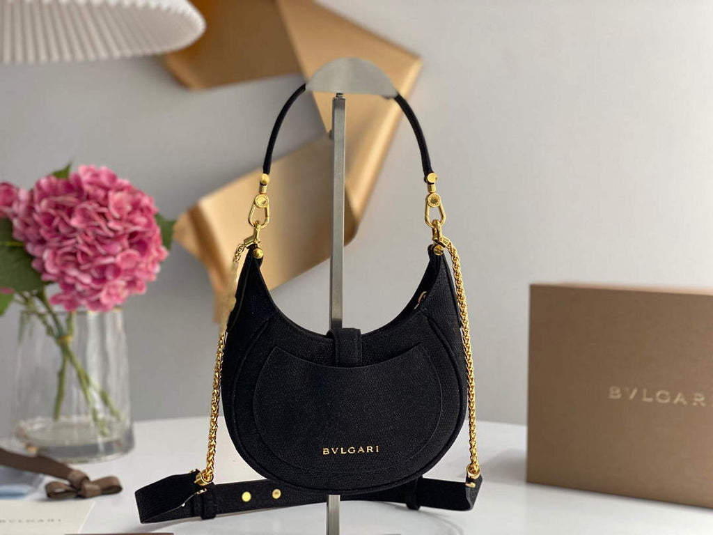 Bvlgari 291632 Small Serpenti Ellipse Shoulder Bag Black