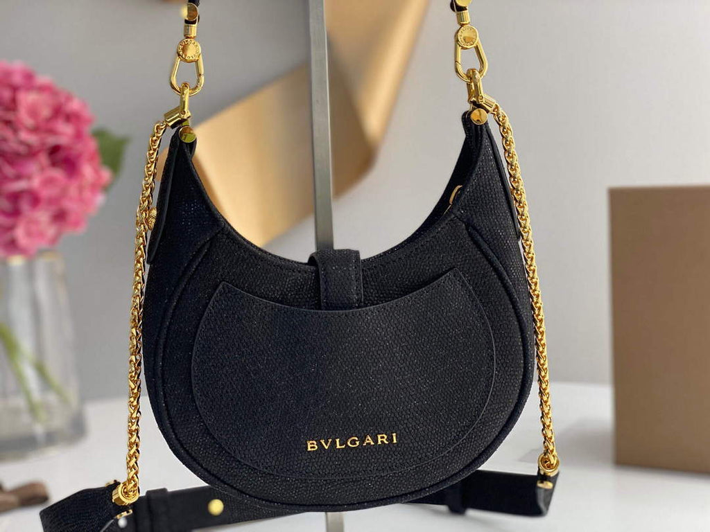 Bvlgari 291632 Small Serpenti Ellipse Shoulder Bag Black