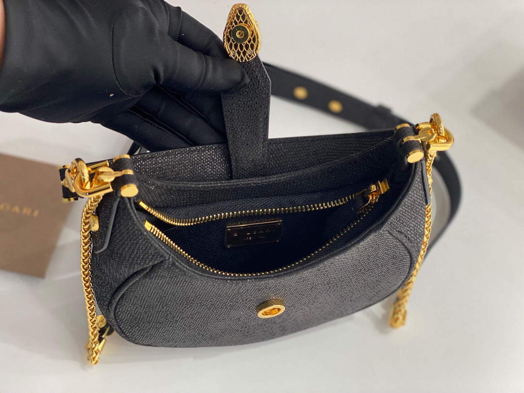 Bvlgari 291632 Small Serpenti Ellipse Shoulder Bag Black