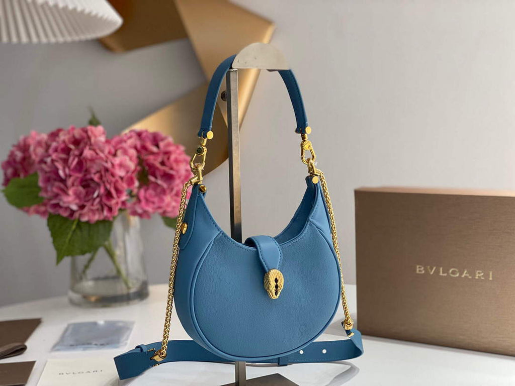 Bvlgari 291632 Small Serpenti Ellipse Crossbody Bag Blue