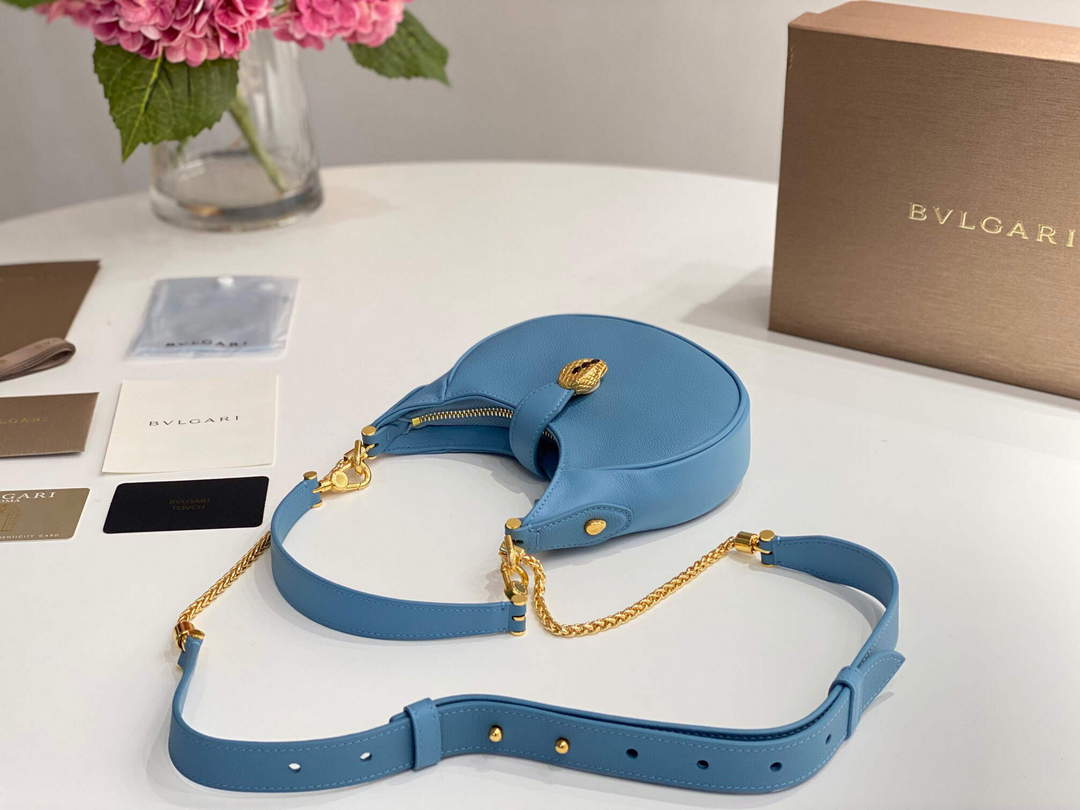 Bvlgari 291632 Small Serpenti Ellipse Crossbody Bag Blue