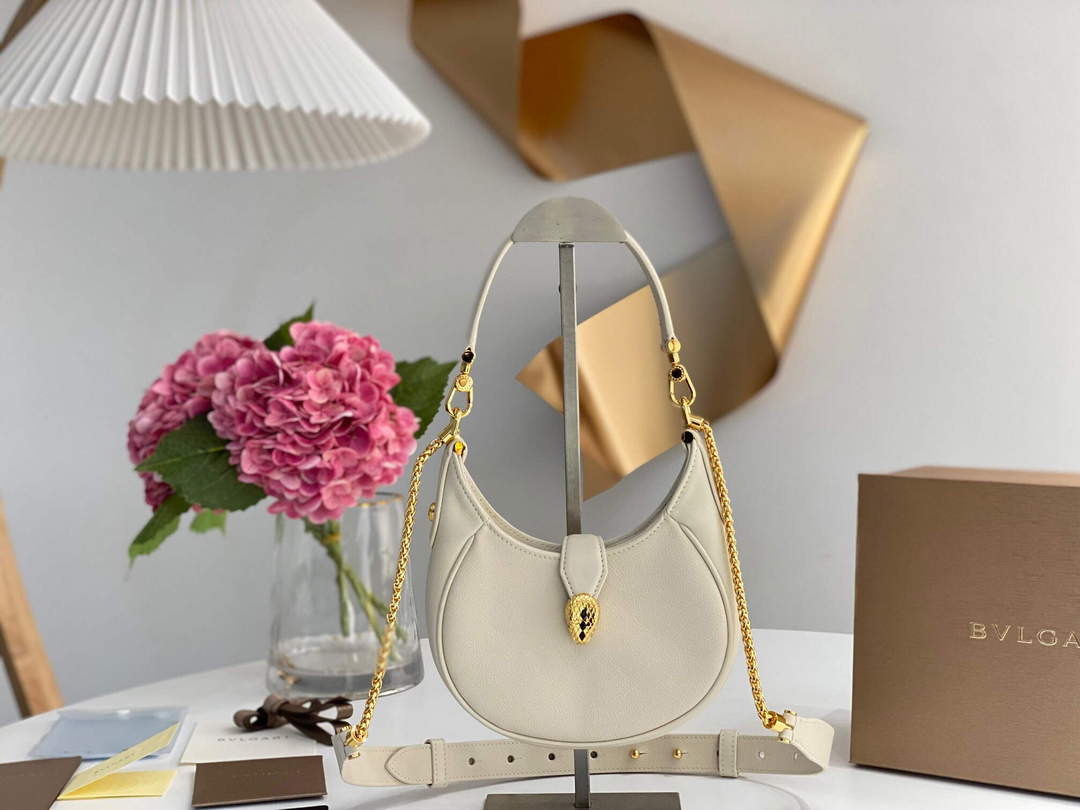Bvlgari 291632 Small Serpenti Ellipse Crossbody Bag Ivory - Default Title - View 1