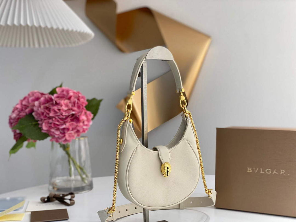 Bvlgari 291632 Small Serpenti Ellipse Crossbody Bag Ivory
