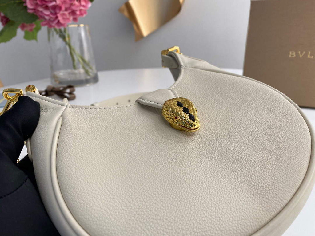 Bvlgari 291632 Small Serpenti Ellipse Crossbody Bag Ivory