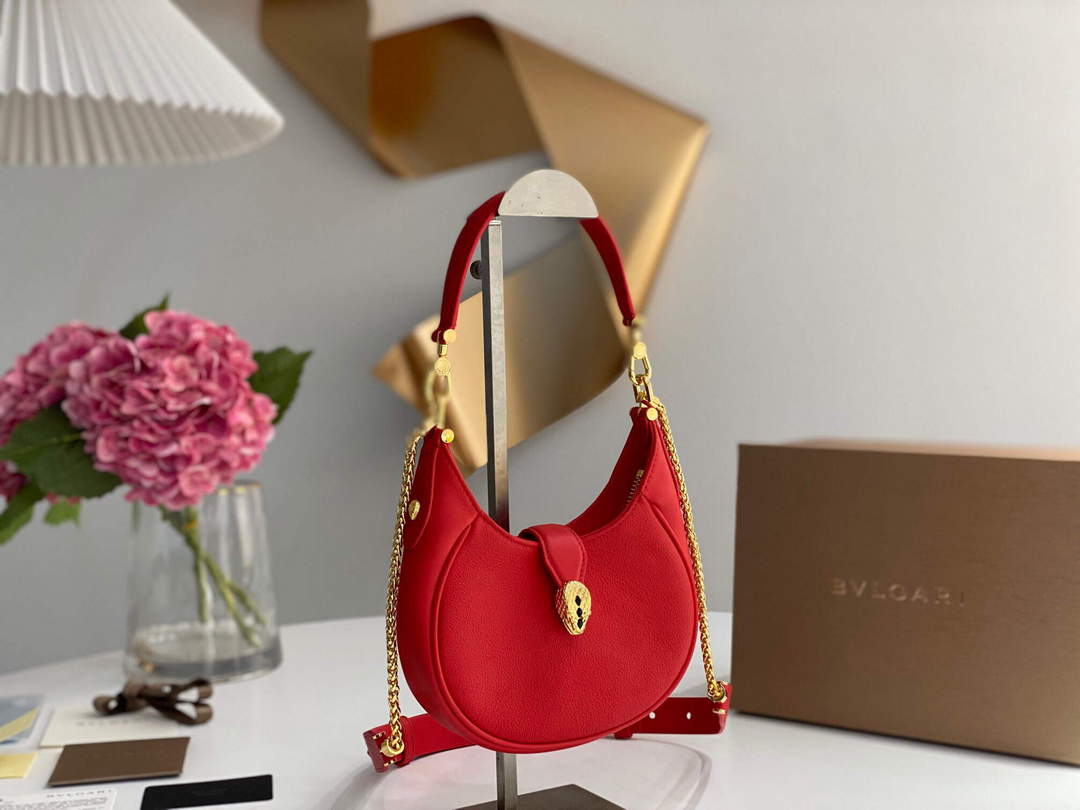 Bvlgari 291632 Small Serpenti Ellipse Crossbody Bag Red