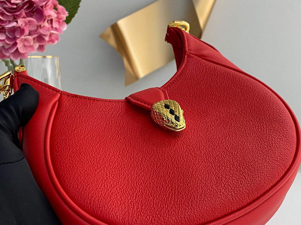 Bvlgari 291632 Small Serpenti Ellipse Crossbody Bag Red
