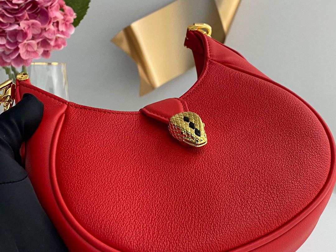 Bvlgari 291632 Small Serpenti Ellipse Crossbody Bag Red