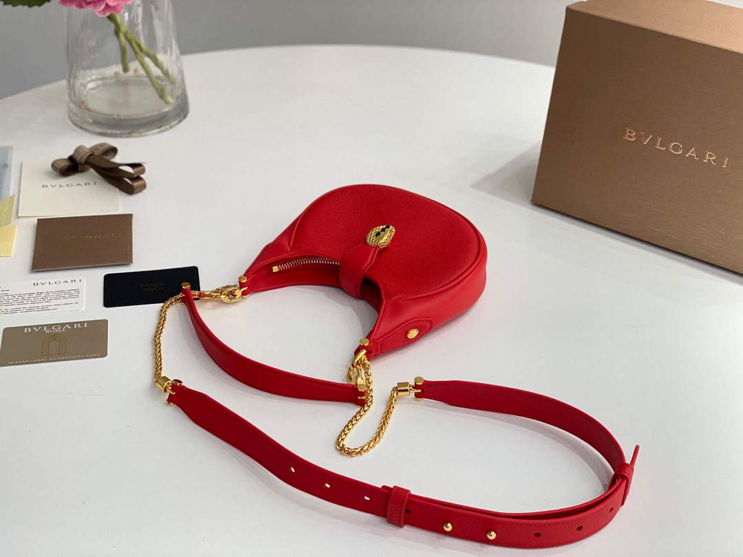 Bvlgari 291632 Small Serpenti Ellipse Crossbody Bag Red