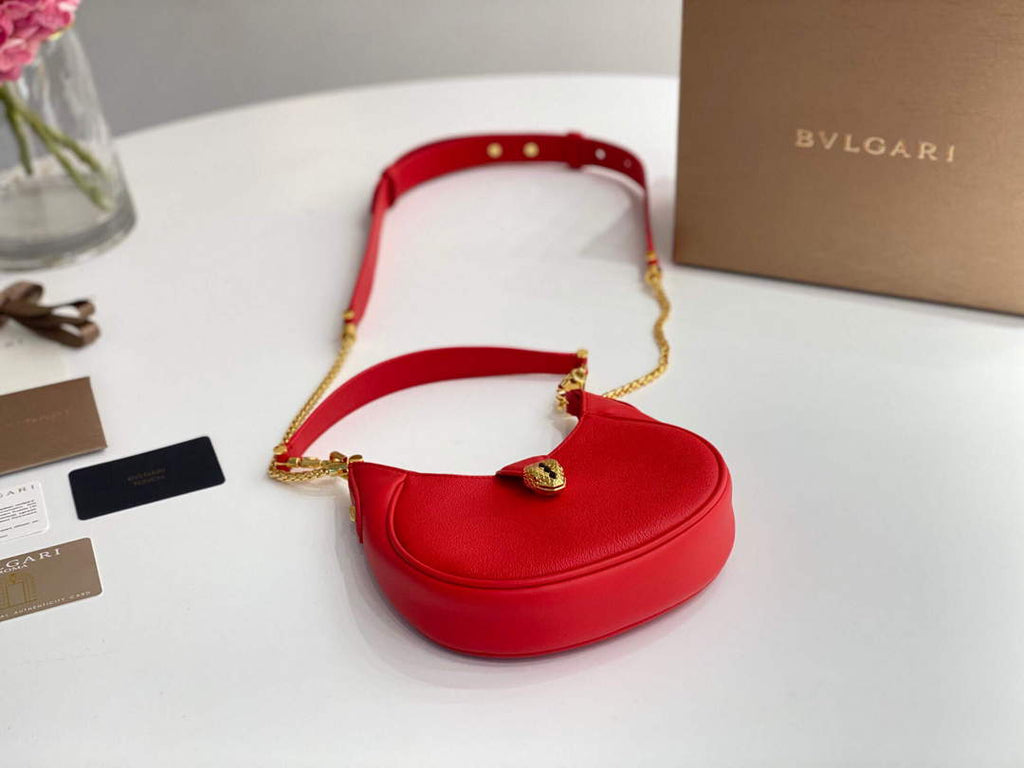 Bvlgari 291632 Small Serpenti Ellipse Crossbody Bag Red