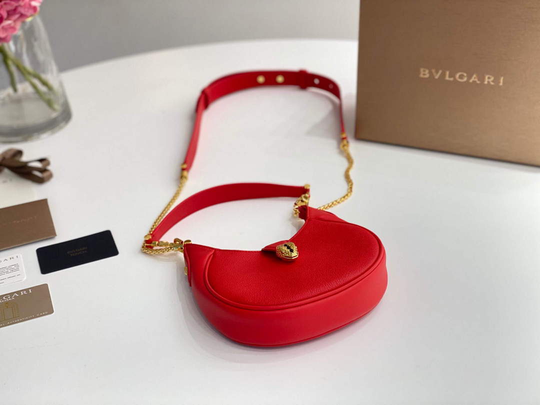 Bvlgari 291632 Small Serpenti Ellipse Crossbody Bag Red