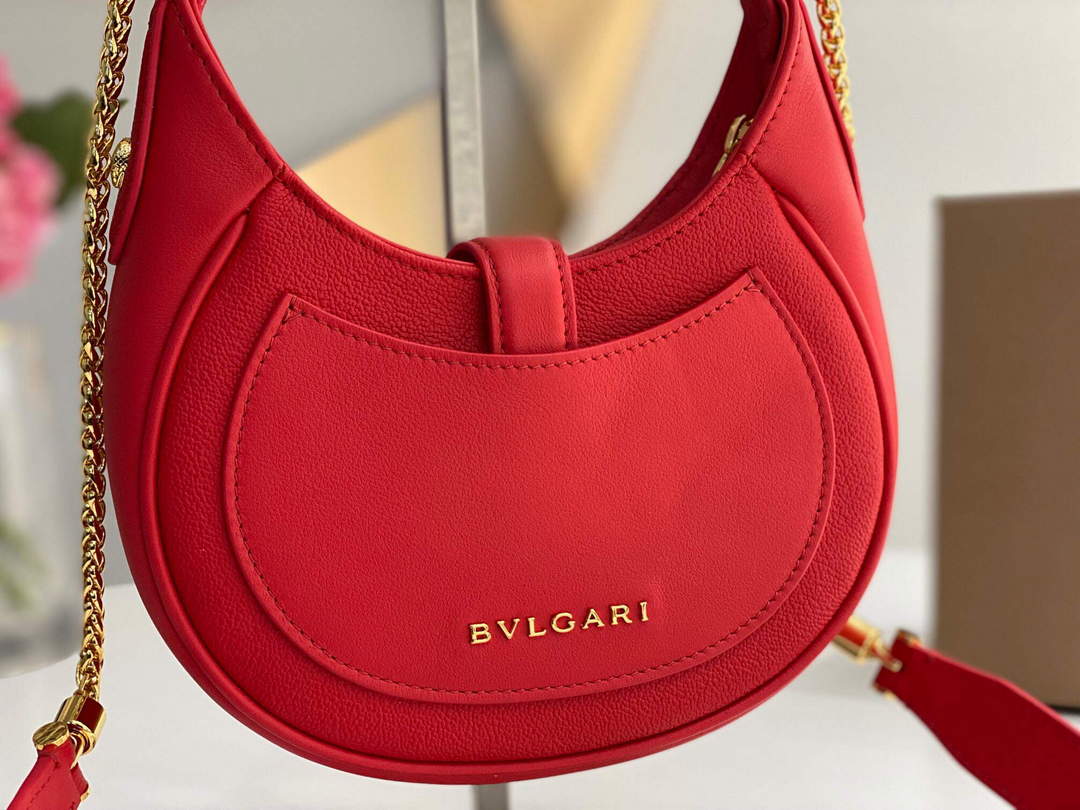 Bvlgari 291632 Small Serpenti Ellipse Crossbody Bag Red