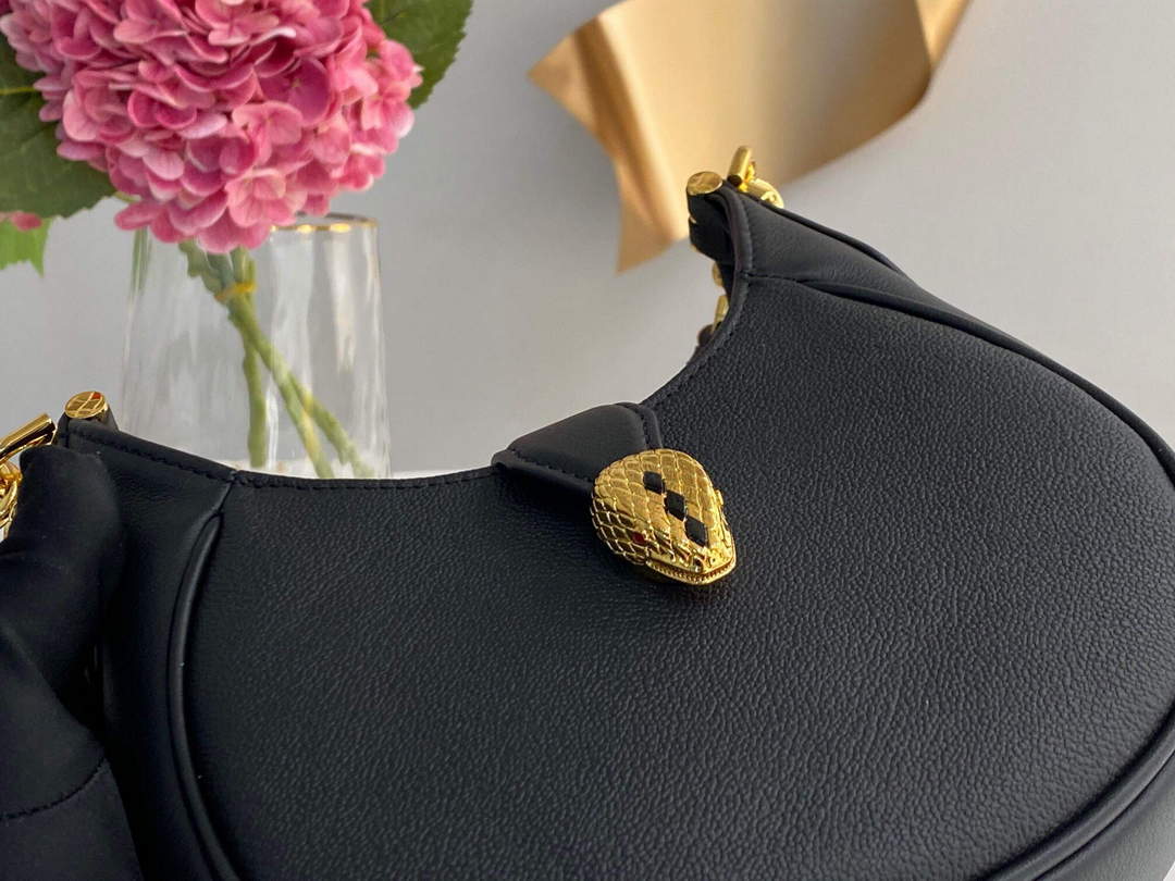 Bvlgari 291632 Small Serpenti Ellipse Crossbody Bag Black