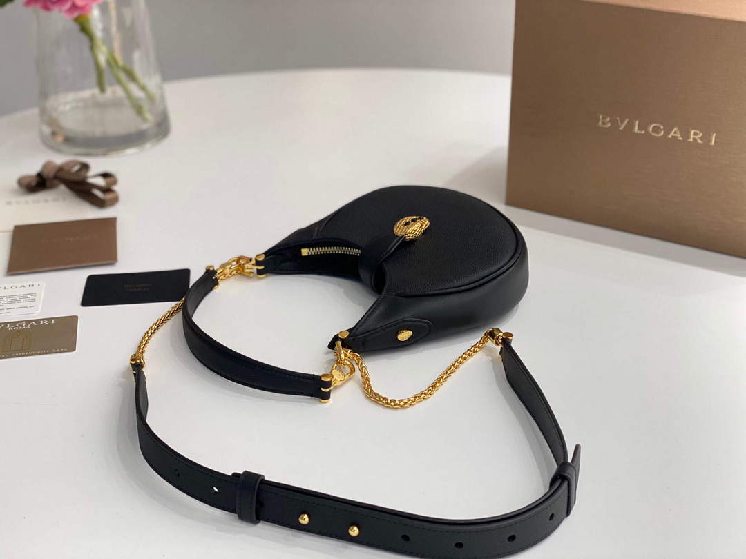 Bvlgari 291632 Small Serpenti Ellipse Crossbody Bag Black