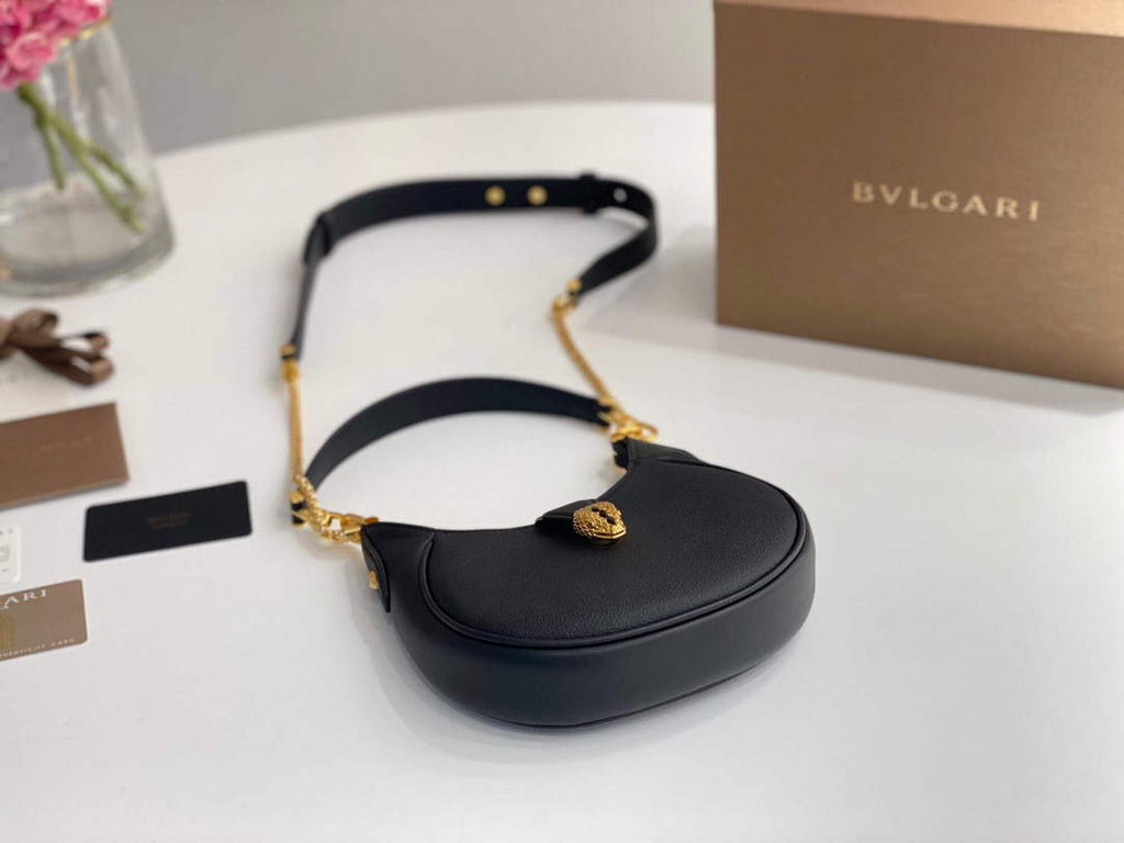 Bvlgari 291632 Small Serpenti Ellipse Crossbody Bag Black