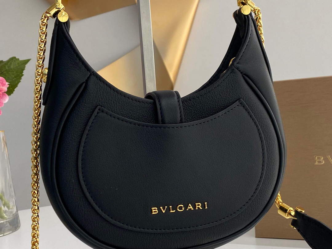 Bvlgari 291632 Small Serpenti Ellipse Crossbody Bag Black