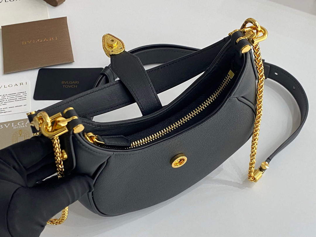 Bvlgari 291632 Small Serpenti Ellipse Crossbody Bag Black