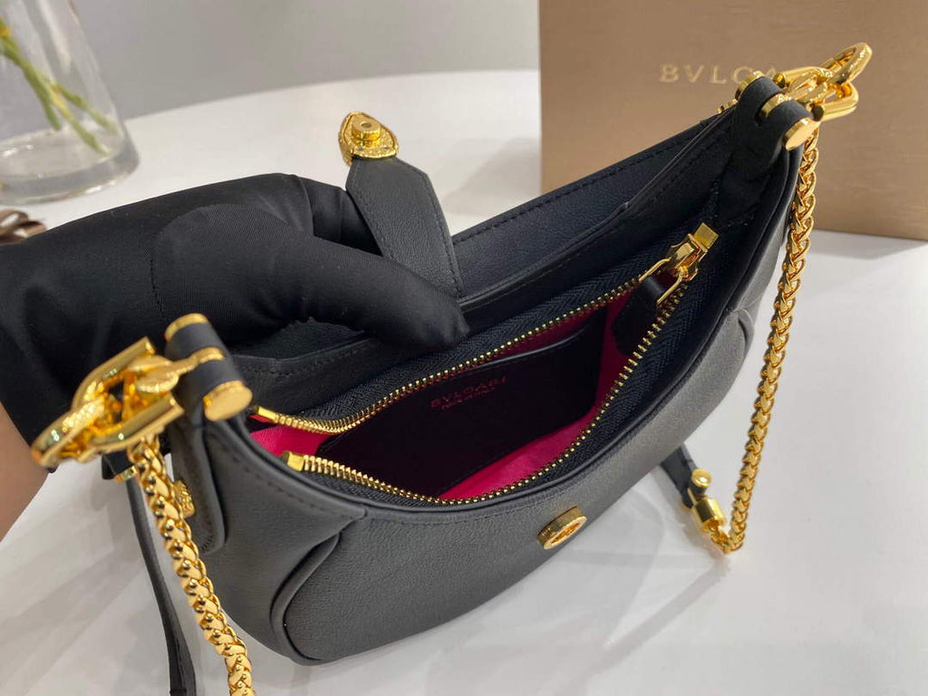 Bvlgari 291632 Small Serpenti Ellipse Crossbody Bag Black