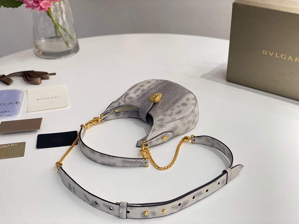 Bvlgari 291632 Small Serpenti Ellipse Crossbody Bag Gray