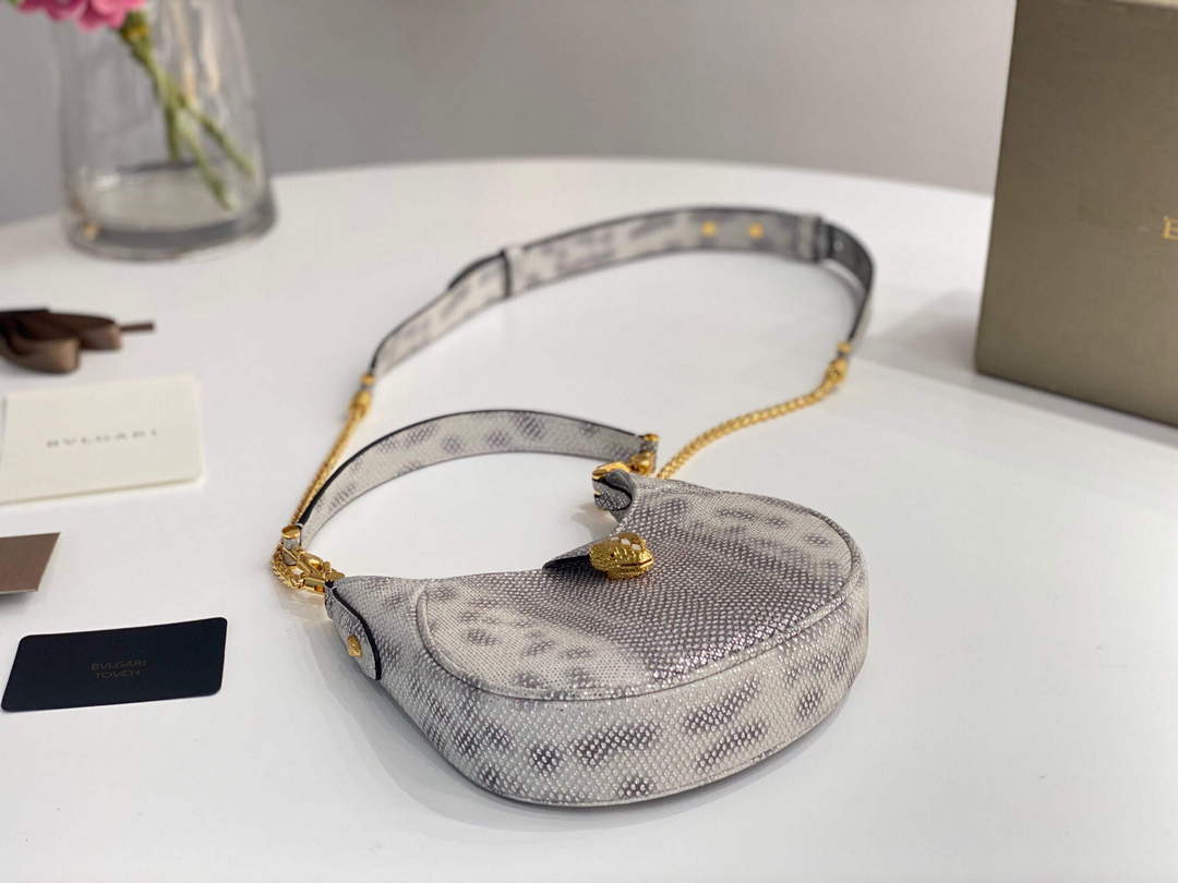 Bvlgari 291632 Small Serpenti Ellipse Crossbody Bag Gray