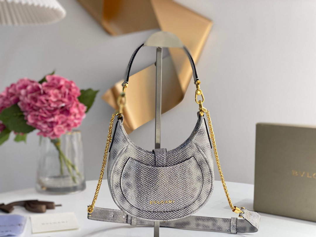 Bvlgari 291632 Small Serpenti Ellipse Crossbody Bag Gray