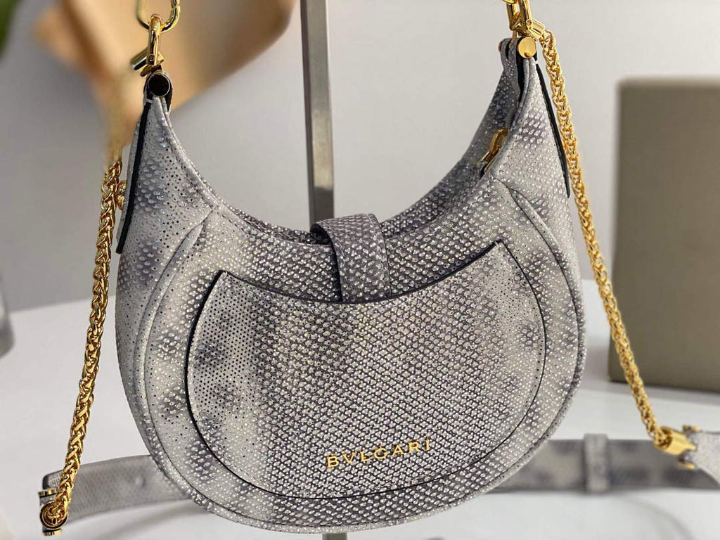 Bvlgari 291632 Small Serpenti Ellipse Crossbody Bag Gray