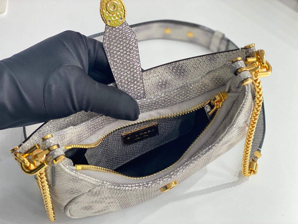 Bvlgari 291632 Small Serpenti Ellipse Crossbody Bag Gray