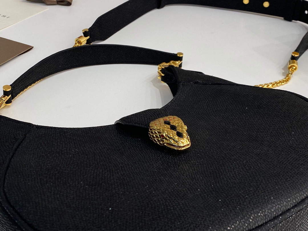 Bvlgari 291640 Serpenti Ellipse Crossbody Bag Black