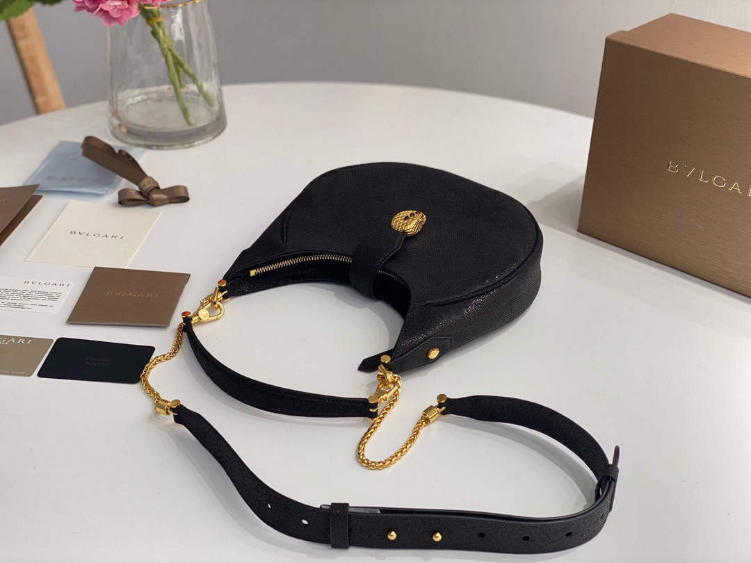 Bvlgari 291640 Serpenti Ellipse Crossbody Bag Black